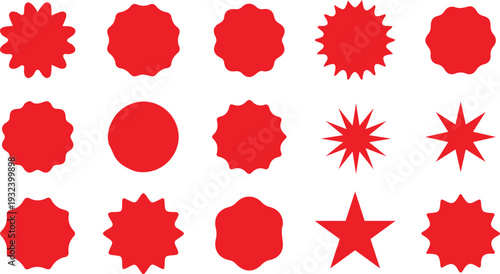 Red starburst shapes on transparent grid background