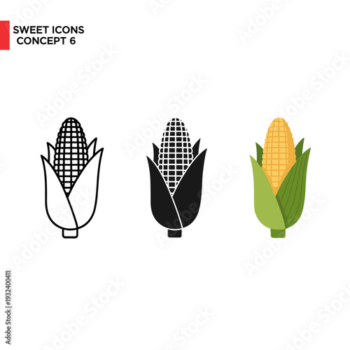 Sweet icone concept 4 featuring corn icons Vector