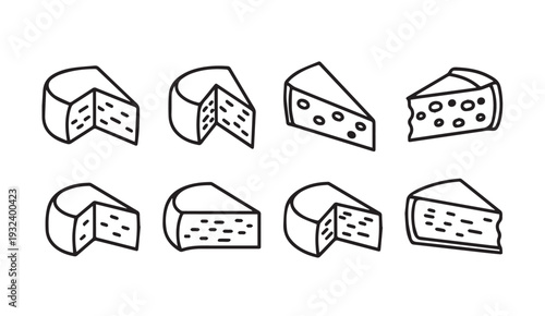 Assorted Cheese Slices Vector Icons SetDairy Food Collection