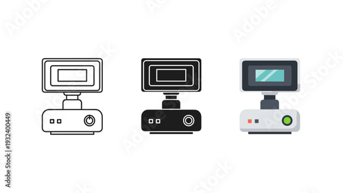 Three different types of dash cams are shown Vector