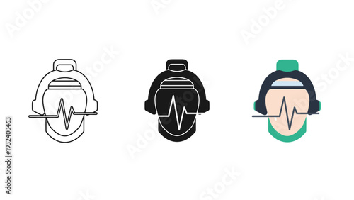 Three different colored heart rate monitor icons Vector