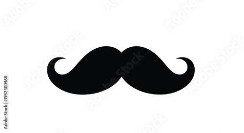 A simple black silhouette of a classic handlebar mustache on white