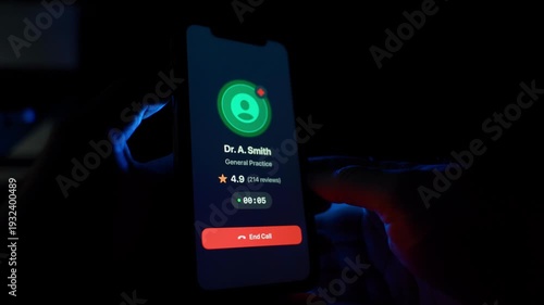 A user communicates with a doctor in the dark via a mobile app and makes an appointment