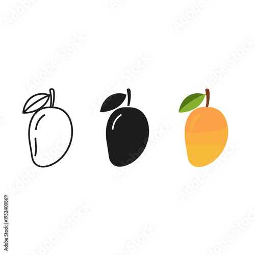 A colorful illustration of three mango fruits Vector