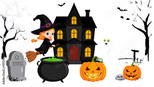 Halloween, spooky, icons, bat, witch, broomstick, candy, cauldron, ghost, gravestone, haunted, house, pumpkin, skeleton, spider, web, illustration, vector, design, symbo
