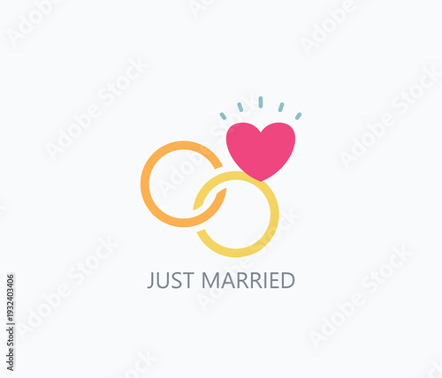 Just Married Icon Or Logo Isolated Vector Illustration