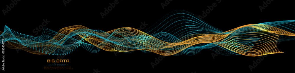 Φωτογραφία Abstract digital data  wavy stream colorful lines quantum computing in dark cyberspace