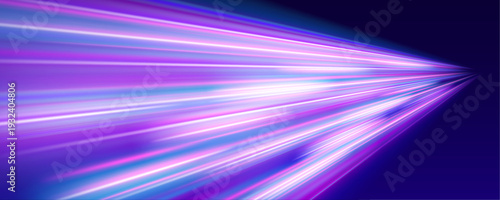 Cuadro en lienzo Multicolor neon streaks surge side by side, creating a radiant high-speed path