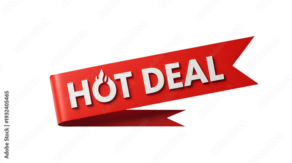 Obraz premium Vibrant red hot deal banner with flame icon for promotions and sales