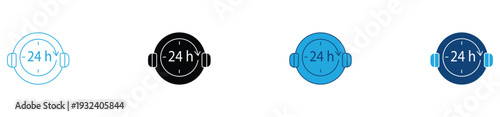 24h support icon Set Multiple Style Collection. Vector illustration.