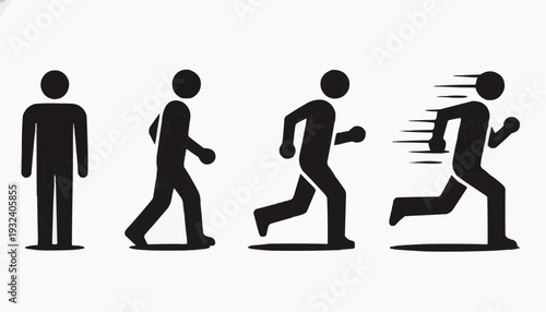 vector illustration of a man Man Standing Walking Running Icon Set – People Movement Symbols Vector Illustration