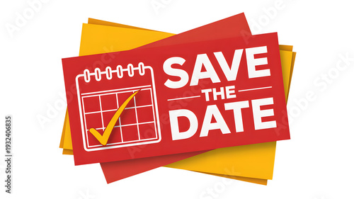 Save the date announcement with calendar and checkmark