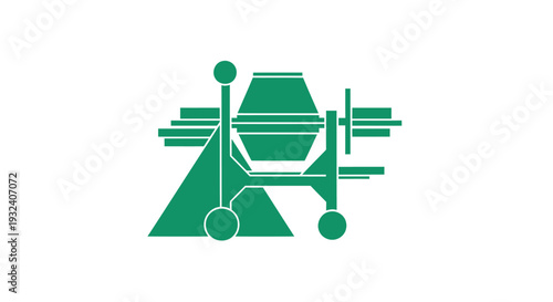 Green Concrete Mixer Machine Construction Equipment Icon.
