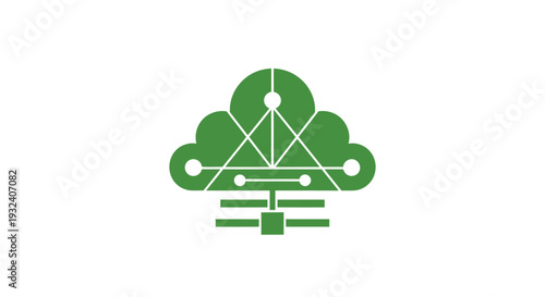 Green Cloud Network Technology Symbol Icon.