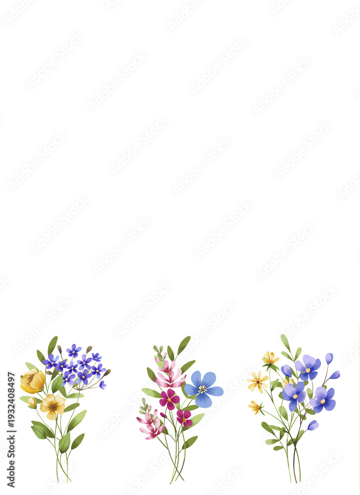 Obraz premium Background for greeting cards, wedding invitations with place for text, floral border, backdrop. Isolated on white. Hand drawing. 
