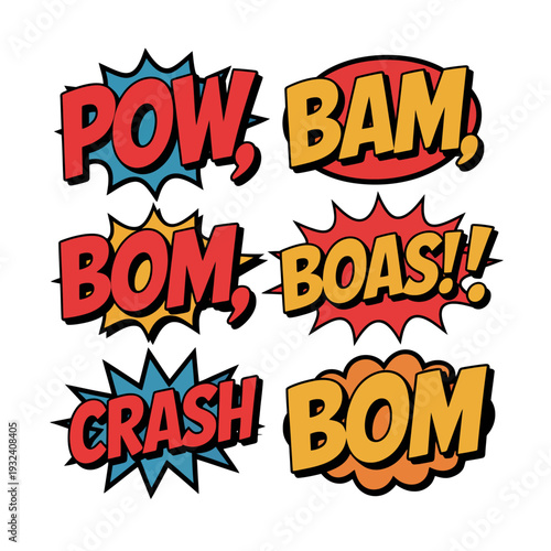 Colorful comic book explosion sound effects 2