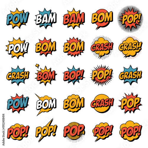 Colorful comic book explosion sound effects 3