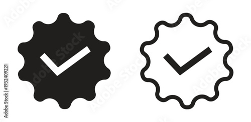Verified Badge Check Mark Icon Set in Solid and Outline Style