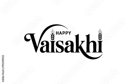 Happy Baisakhi elegant harvest festival typography