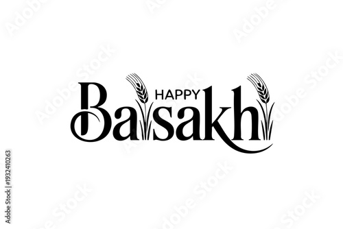 Happy Baisakhi elegant harvest festival typography