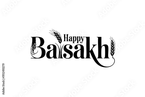 Happy Baisakhi elegant harvest festival typography