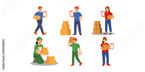 Delivery Person Holding Package and Checklist