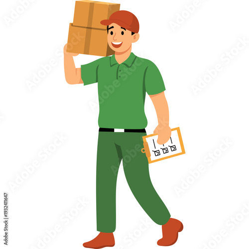 Delivery Person Holding Package and Checklist