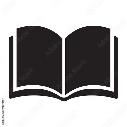 Minimalist open book silhouette icon for reading and education concepts