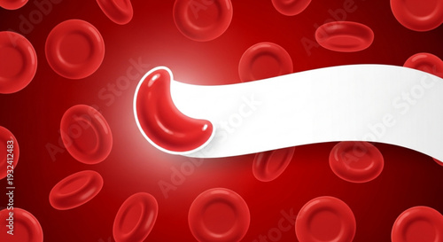 Blood cell flowing through a vein with glowing effect red background