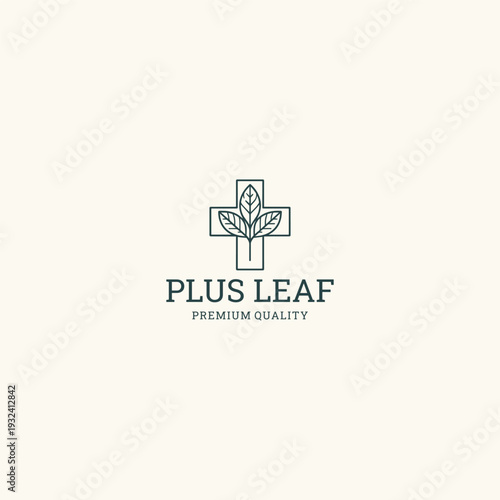 Plus leaf logo template vector illustration design