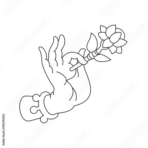 This is illustrations of hand gestures and Buddha’s hand motifs, designed as symbols, emblems, and logos, suitable for media publications, teahouse décor, and gift package	