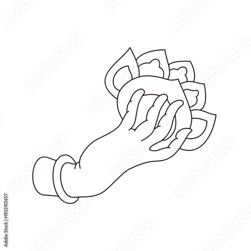 This is illustrations of hand gestures and Buddha’s hand motifs, designed as symbols, emblems, and logos, suitable for media publications, teahouse décor, and gift package	