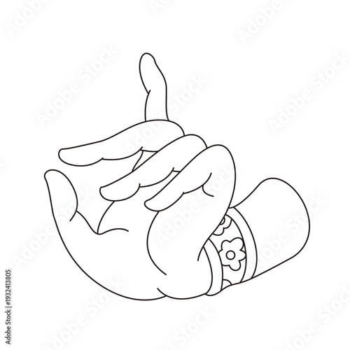 This is illustrations of hand gestures and Buddha’s hand motifs, designed as symbols, emblems, and logos, suitable for media publications, teahouse décor, and gift package	