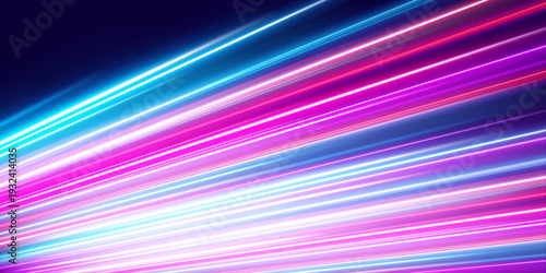 Canvas Print Bright blended light trails race across the dark background