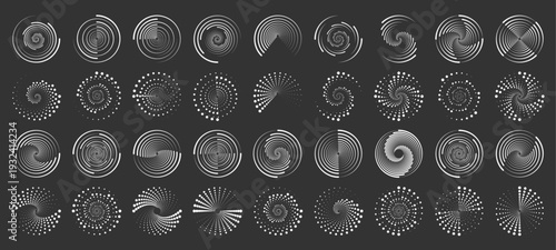 Photography Dotted halftone circle set with random dot texture and grunge circular stain effect
