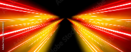 Rainbow neon lines twist dynamically, forming a powerful high-speed path. Radiant gradients amplify energy and movement. Ideal for futuristic motion scenes. vector