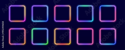 Abstract glowing square frame with radiant gradient edges and soft illumination, perfect for digital banners, presentations, and modern layouts. vector