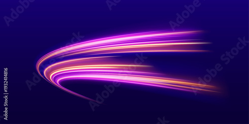 Dynamic rainbow streaks pulse with electric brilliance. Glowing gradients create a sense of unstoppable forward motion. Ideal for action-inspired graphics. vector