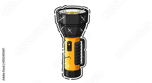 Yellow flashlight with bright light and reflective elements