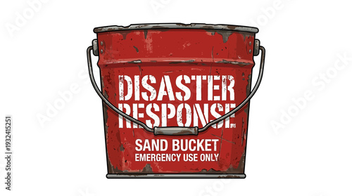 Old Red Sand Bucket for Disaster Response