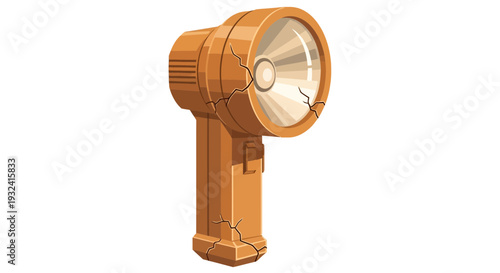 Vintage orange flashlight with cracks