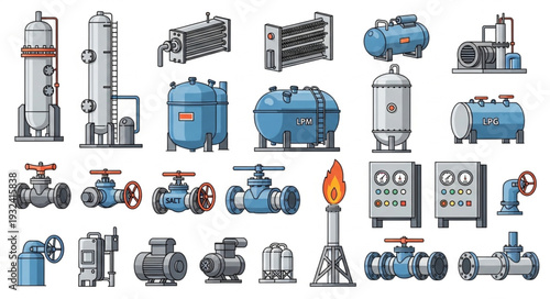Industrial equipment collection for oil and gas industry.