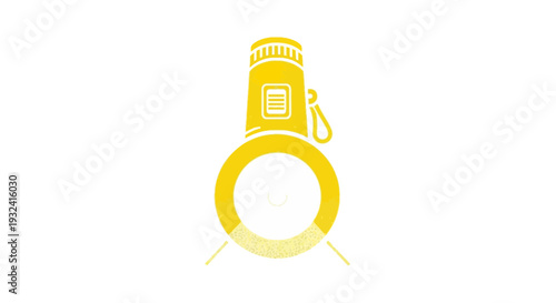 Yellow flashlight icon with light beam on white background
