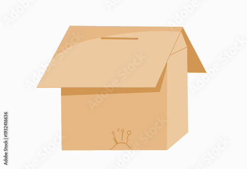 Illustration of an open cardboard box with a slot on top, symbolizing versatility and possibilities for storage or packaging solutions