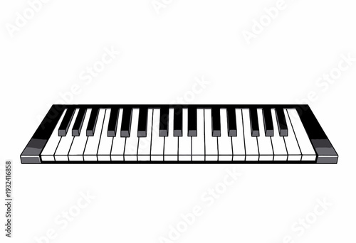 Illustration of a Classic Piano Keyboard with Black and White Keys Depicted on a Clean, Simple Background for Musical Education and Design Inspiration