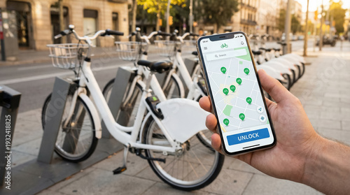 Phone app interface and shared bike rental