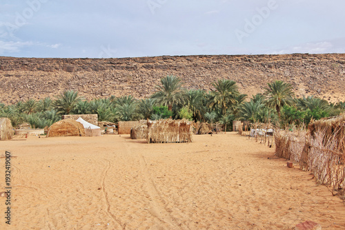 The local village close old city Ouadane in Sahara desert, Mauritania