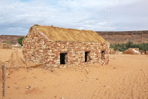 The local village close old city Ouadane in Sahara desert, Mauritania