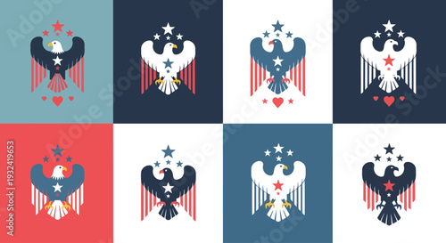 Four variations of an american eagle design patriotic and bold silhouette