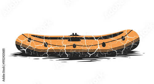 Orange inflatable raft on white background, vector illustration